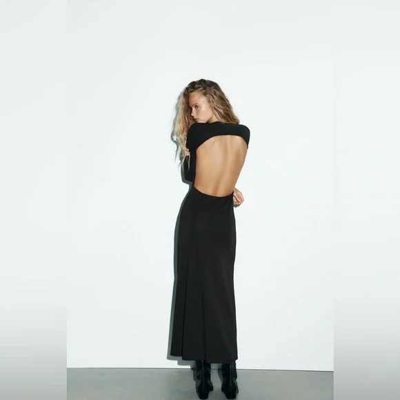 ZARA OPEN-BACK CREPE DRESS - Picture 6 of 12